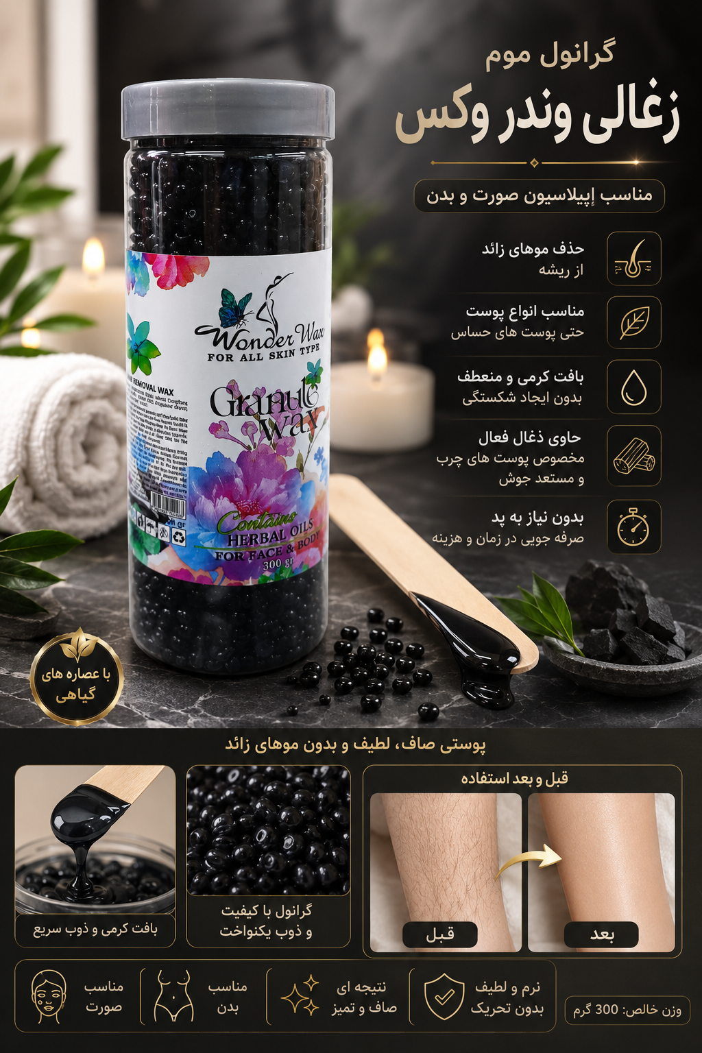 وکس عدسی گرانول زغالی